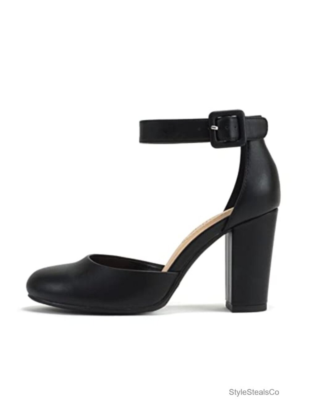Women's Block Heel Ankle Strap Suede Pumps 4 Inch